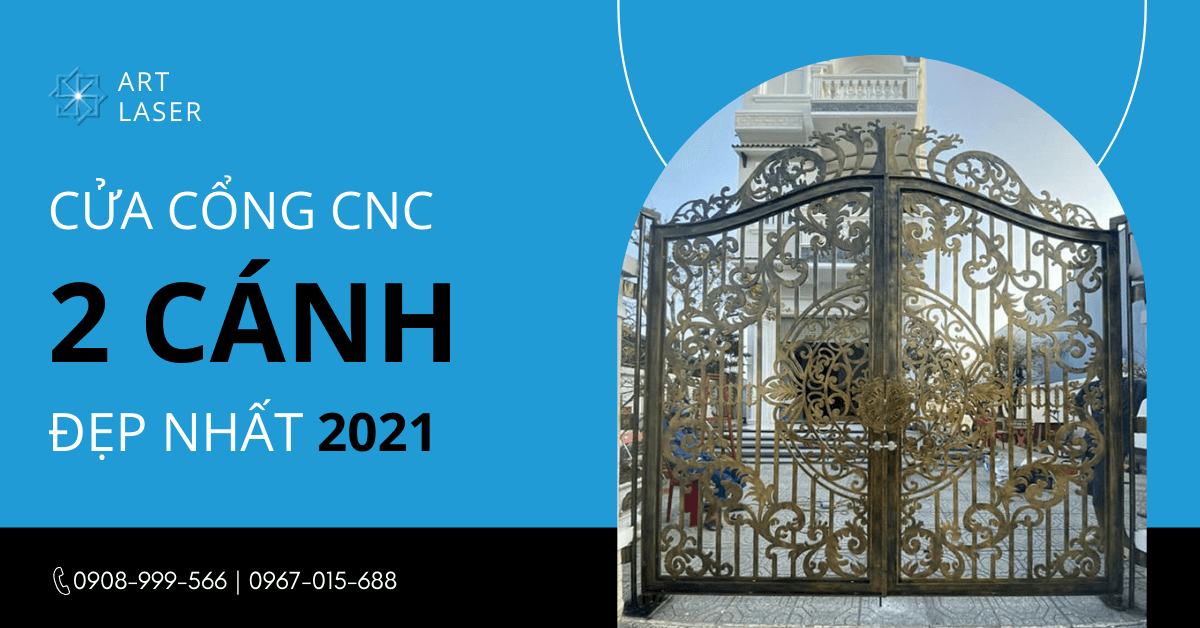 Cửa cổng CNC 2 cánh đẹp 2022 – Nghệ thuật cắt Laser