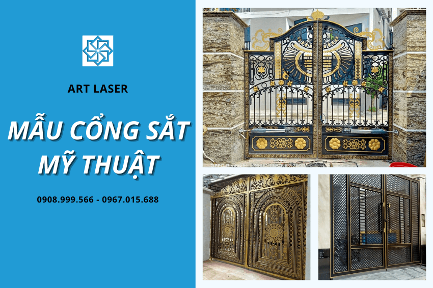 Mẫu cổng sắt mỹ thuật Art Laser đẹp tại Hà Nội